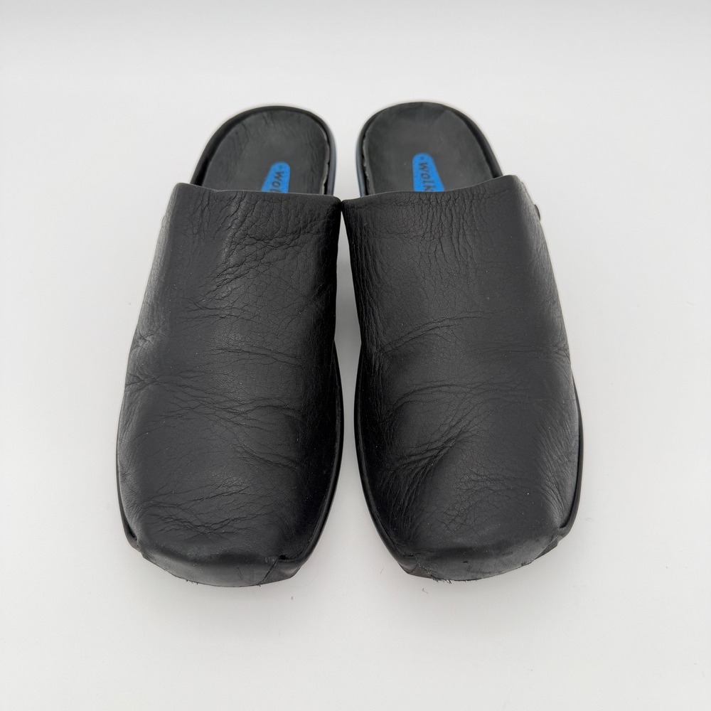Wolky Black Leather‎ Mules Women's 8.5 EU 39 Comfort Clogs Slip On